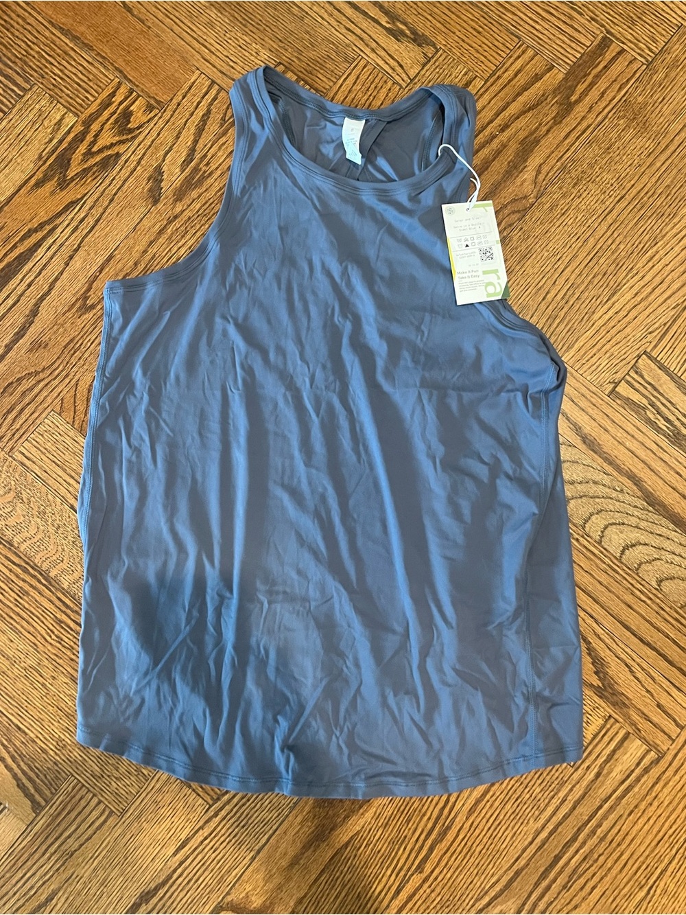 Halara Tie-Back Steel Blue Racerback Tank Top, Split Back, Size M, New With Tags